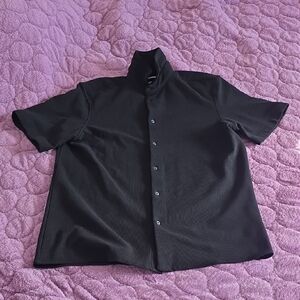 Black Short Sleeve Button-Up Shirt from Zara